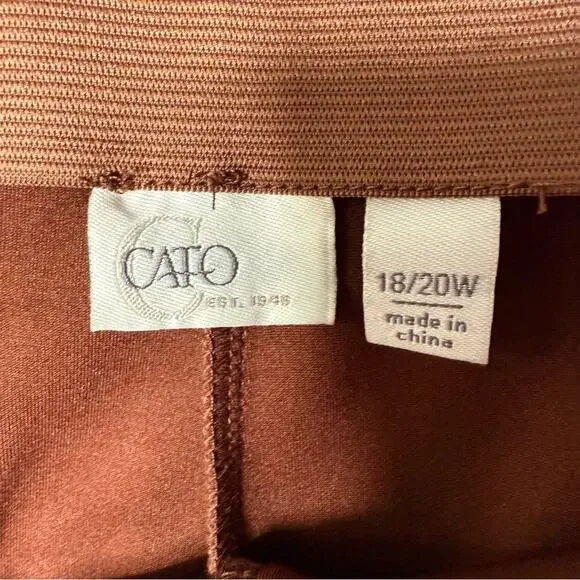 Cato Faux Suede Plus Size Pants 18/20W Stretch Waist, High Rise, Workwear, Brown - Picture 3 of 4
